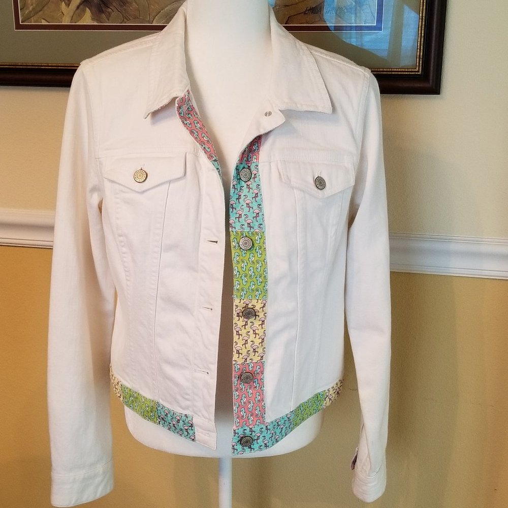 Vineyard Vines White Denim Jean Jacket Size Med - Picture 2 of 10